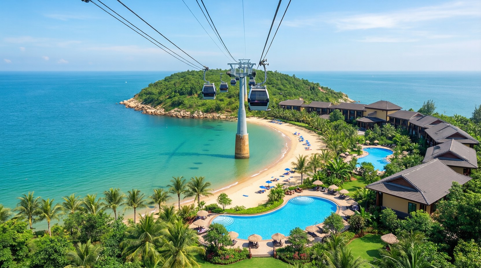 รีสอร์ตที่รวมชายหาด สระว่ายน้ำ และร้านอาหารไว้ในที่เดียว เหมาะทั้งพักผ่อนหลังออกรอบและทริปครอบครัว
